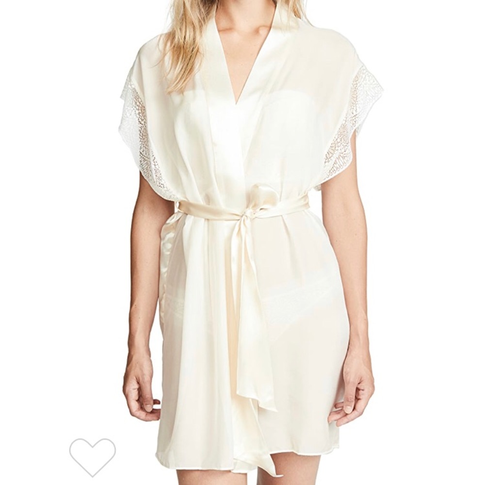 Calvin Klein Silk Bridal Robe White Ivory XS/S NWT